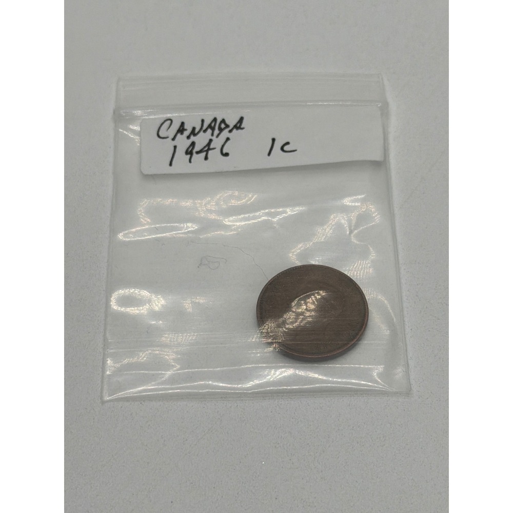 1946 Canada 1 Cent Penny King George VI Maple Leaf Bronze Small Cent Coin